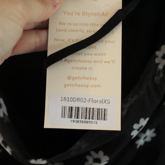 Choosy Black & White Floral Daisy Ruched Open Midrift Cutout Dress Size XS - Picture 5 of 9